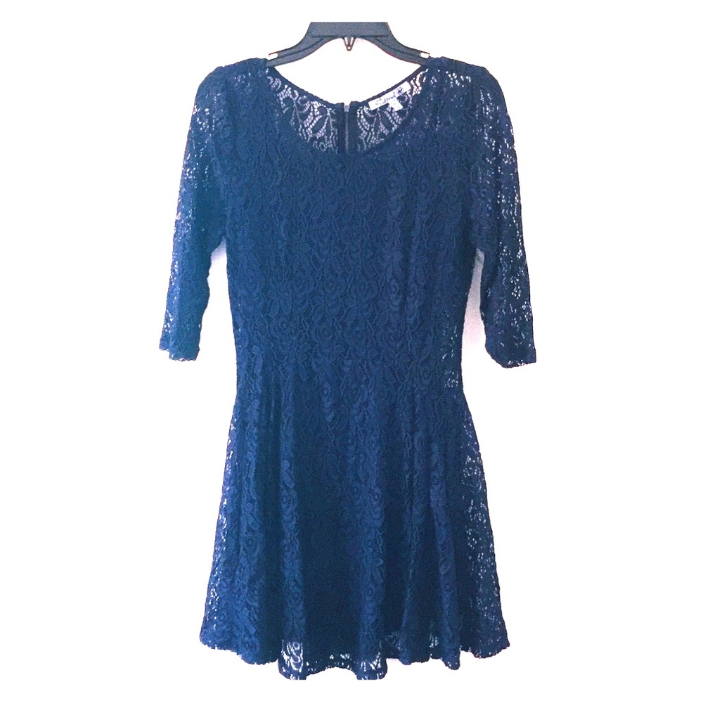 Dark blue lace fit-n-flow dress